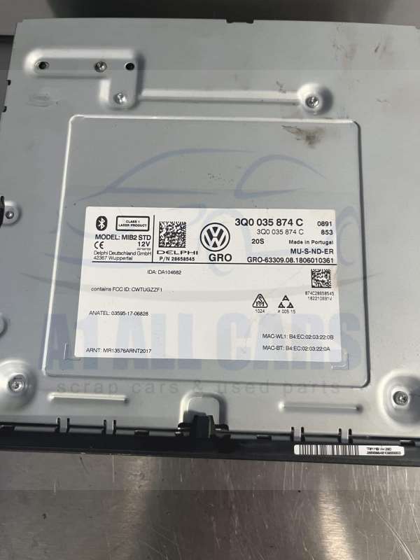Volkswagen Polo / Golf 2016-2019 Radio / Sat Nav / Head Unit – 3Q0035874C
