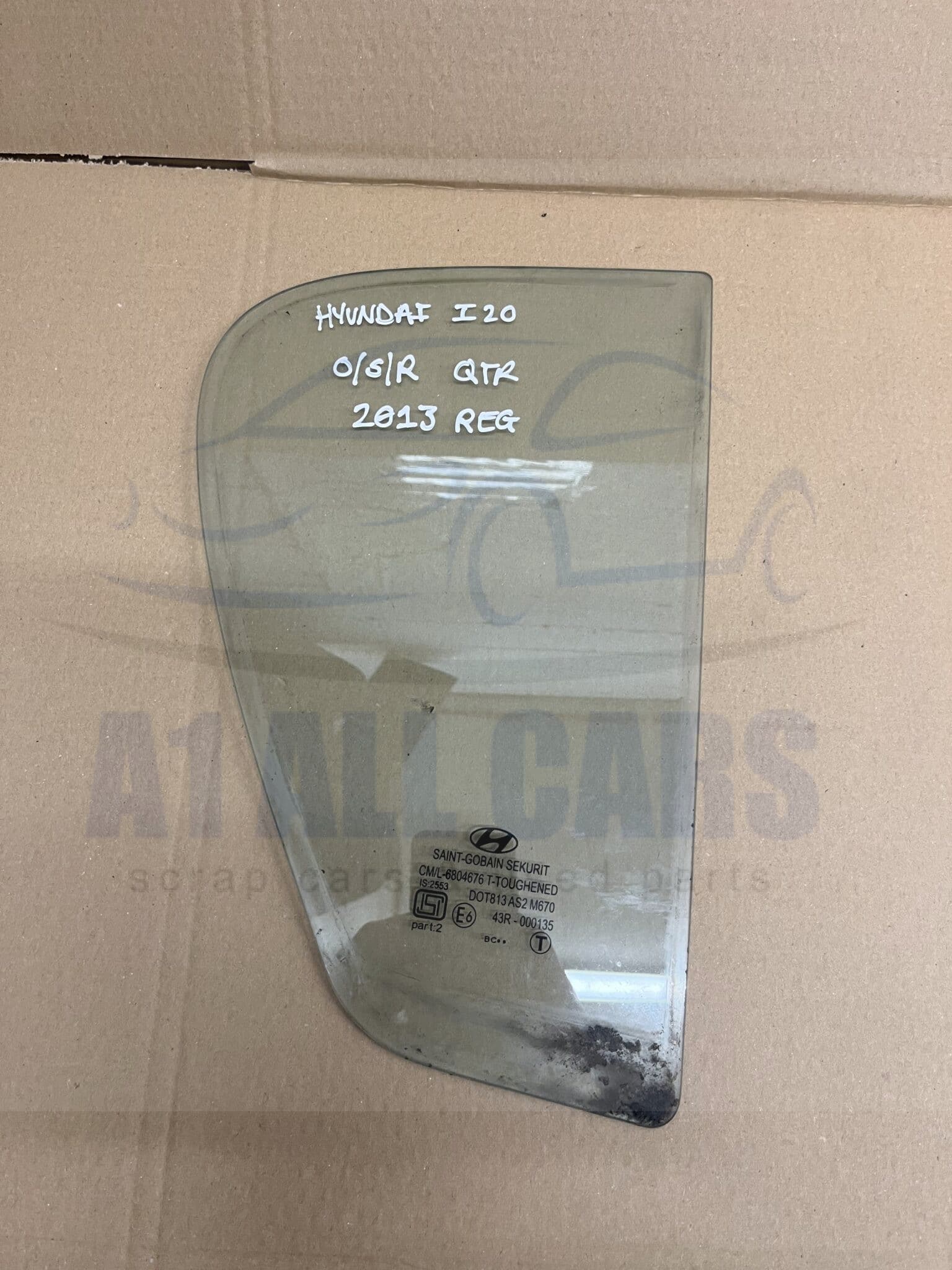 Hyundai i20 2009-2015 MK1 5 Door Hatchback Off Side Rear Door 1/4 Glass