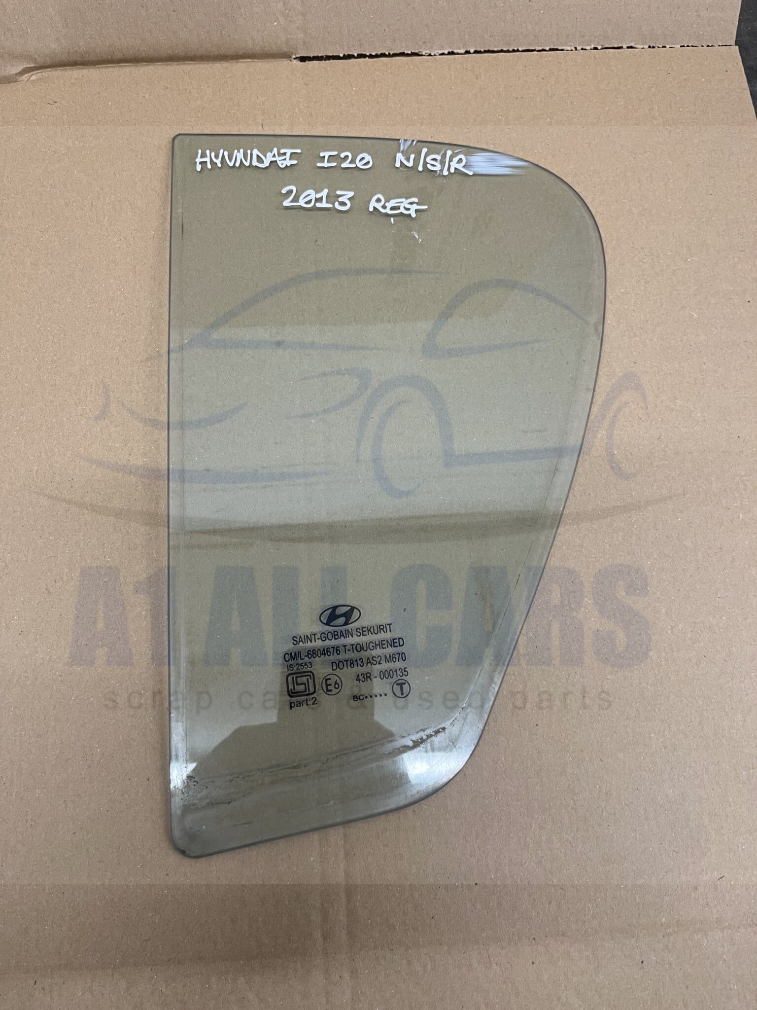 Hyundai i20 2009-2015 MK1 5 Door Hatchback Near Side Rear Door 1/4 Glass